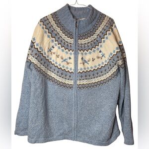 Northern Reflections Blue Jays Knit Style Cardigan Sweater XL